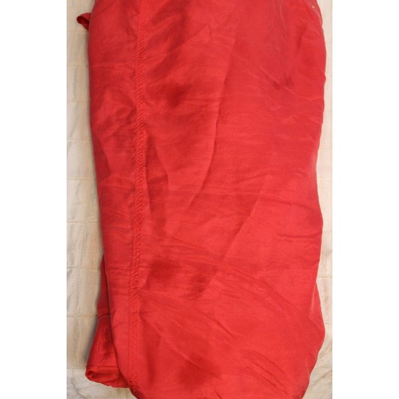 Mureli Women's Red Silk Sleeveless Vest size L Gold Beaded Zipper Pockets - Picture 4 of 8